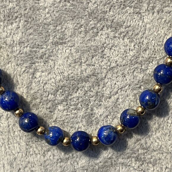 Vintage Lapis Lazuli & Cloisonné Beaded Necklace Unique Shaped 24” - Picture 3 of 13